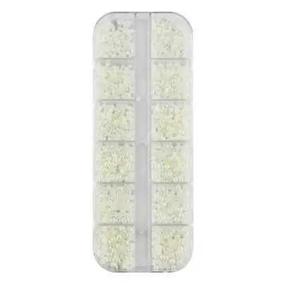12-Grid Long Boxed Nail Pearl Decoration Semi-Round Diamond Jewelry