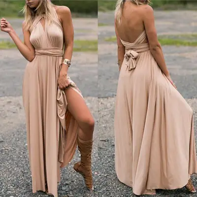 Pink Strapless Long Dress with Floral Embroidery