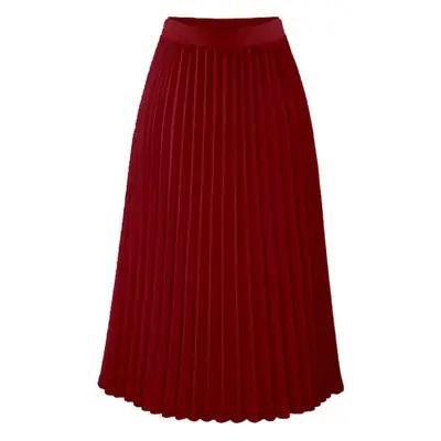 White Pleated Chiffon Skirt Mid Length Slim Fit
