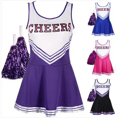 Cheerleading Costume Women Blue White V-Neck Lala