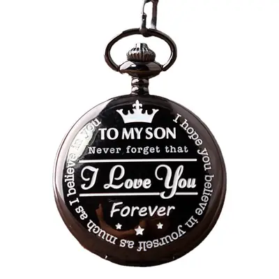 Spot TO MY SON, Husband, GRANDPA carved vintage quartz pocket watch pendant vintage pocket watch