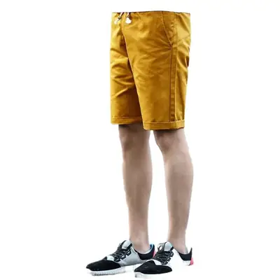 Men Cotton Drawstring Shorts Beige Summer