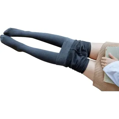 Black Velvet Leggings with Warm Foot Warmers for Women