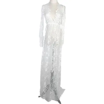 White Lace Long Sleeve Dress for Women Wedding Party