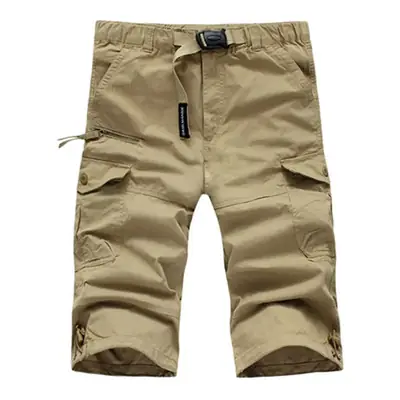 2022 Black Military Style Cropped Pants with 7 Pockets