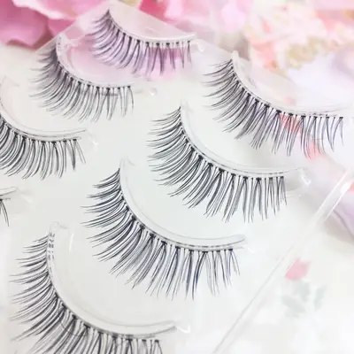 4 Pairs Japanese False Eyelashes Transparent Stem Simulation