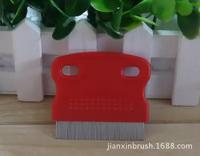 Red Silicone Pet Cat Dog Flea Comb with Stainless Steel Blade
