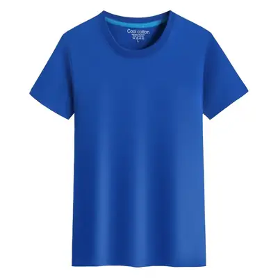 Light Blue Cotton T-Shirt with Custom LOGO