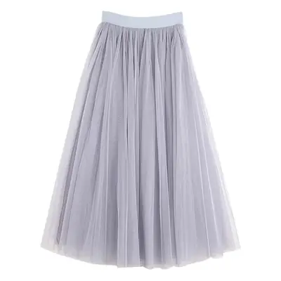 Spring Mesh Puffy Long Skirt Large Swing Midi