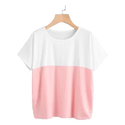 2024 Summer Plus Size Women's White Blue T-Shirt