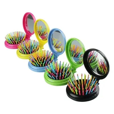 Rainbow Mini Clamshell Mirror Comb for Girls