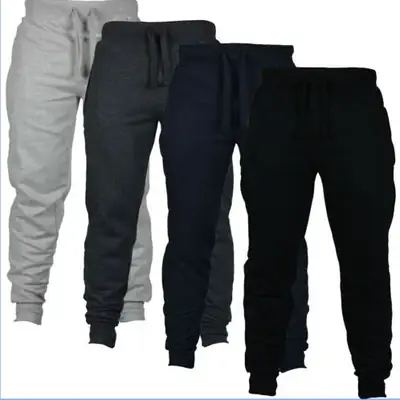 New Men's Black Brushed European Sports Pants