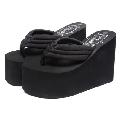 Women Black Platform Sandals with Thick Sole