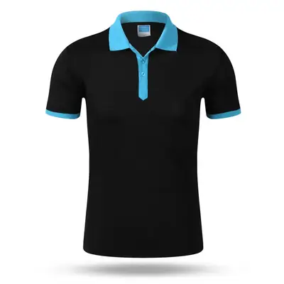 Men's White Polo T-Shirt with Blue Trim