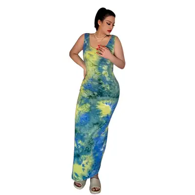 Women's Tie-Dye Long Skirt Vest Multi-Color