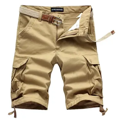 Men's Green Cargo Shorts with 5-Quilted Design
