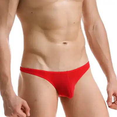 Men's White Ice Silk Low Waist Bikini Briefs U406