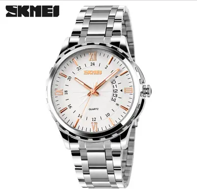 SKMEI Men's Stainless Steel Analog Watch with Luminous Dial