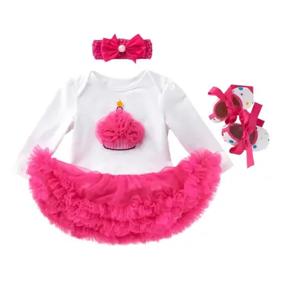 Pink Cartoon Jersey Baby Dress with Bow & Turban