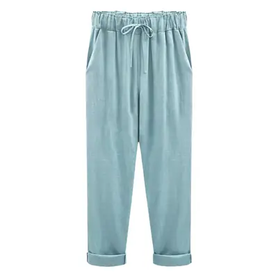 Women's Light Blue Tencel Linen Pants Large 150kg
