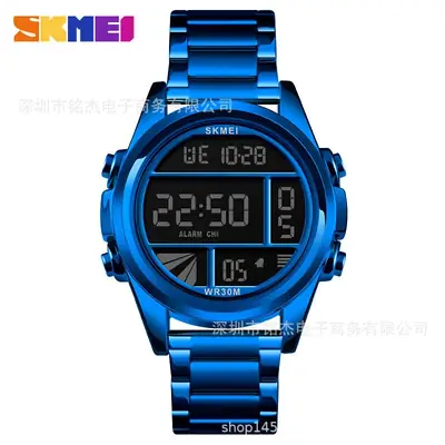 SKMEI Men's Digital Watch Black Steel Band Waterproof