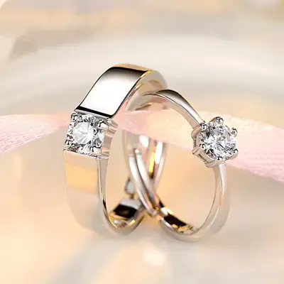 Couple's Diamond Engraved Wedding Rings for Men & Women