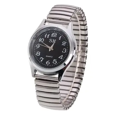 SK Silver Steel Band Couple Watches