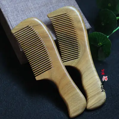 Green Sandalwood Wooden Comb Non-Spliced Long
