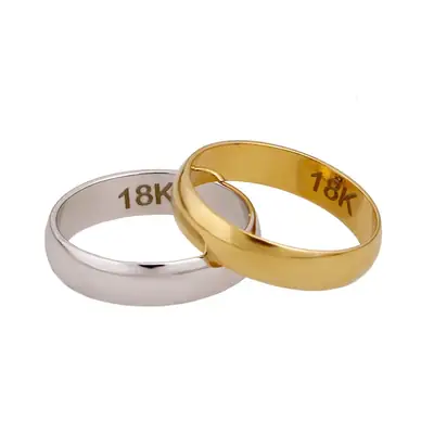 18K Gold Couple Ring for Men Women 20mm Smooth Finish