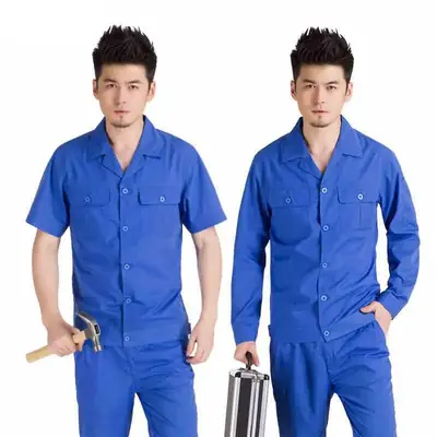 Men Light Blue Long Sleeve Work Suit Summer Labor Protection