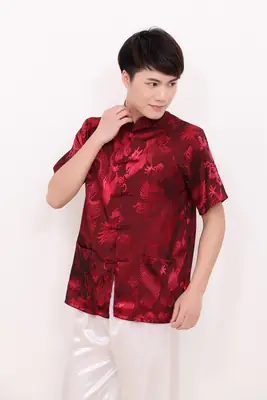 Men's Silk Dragon Embroidered Chinese Tang Suit Yellow