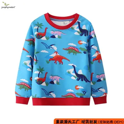 Factory Wholesale Boys Girls Dinosaur Pullover Sweater Blue