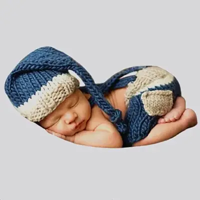 Newborn Knitted Sweater Baby Photo Suit Brown Wool