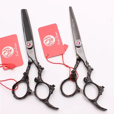 Zilong Dragon Handle Hair Scissors Black 5.5-6.0"