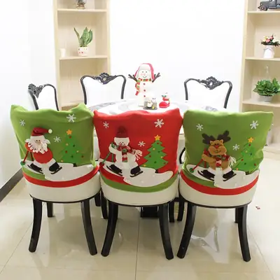 Christmas Chair Covers Cartoon Design Green Red