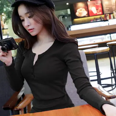 Women's 2020 Long Sleeve Button Down T-Shirt Grey