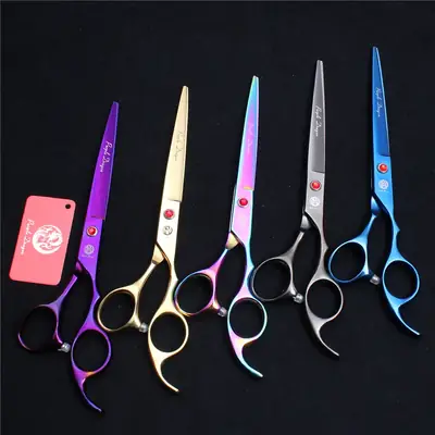 8.0 Inch Silver Hair Scissors with Red Handles