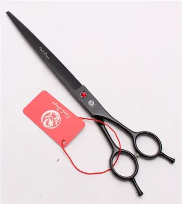 9.0 Inch Purple Dragon Black Pet Scissors Flat Straight Delivery Bag