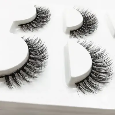 Natural Mink False Eyelashes 3D-X04 Cross Design 3 Pairs