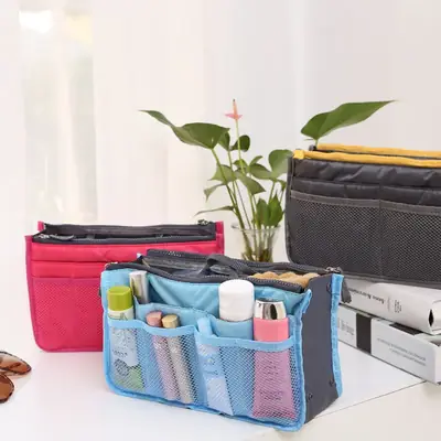 Purple Double Zipper Cosmetic Storage Bag