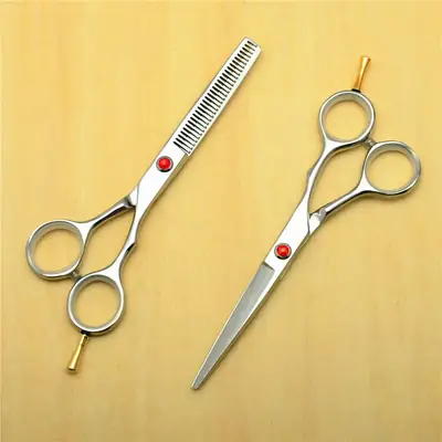 5.5 Inch Silver Barber Scissors Tooth Thin Haircut