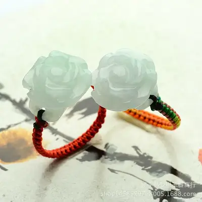 Natural Burmese Ice Waxy Seed Jade Rose Braided Jade Handmade