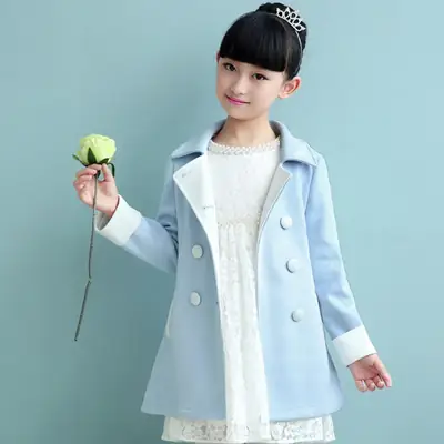 Girls Red Suede Trench Coat Large Winter Collection