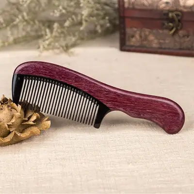 Violet Rosewood Horn Hair Comb for Curly Hair