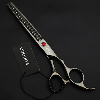 ROCOCO 7.0 Inch Black Electroplated Pet Hair Scissors