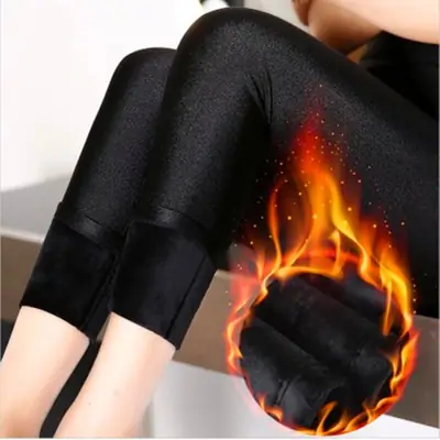 Black Velvet Padded Leggings Plus Size Women