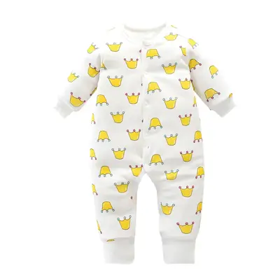 Baby Cotton Crown Print Jumpsuit Winter Warm