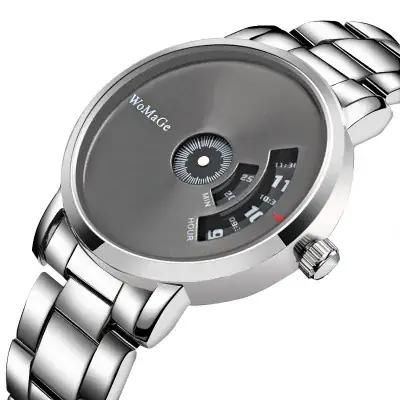 Men's Black Digital Display Steel Band Watch