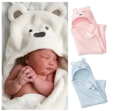 Newborn Bear Hug Blanket Light Blue Fleece