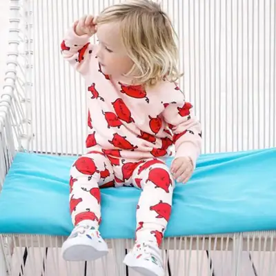 Baby Heart Print Cotton Suit Medium Small